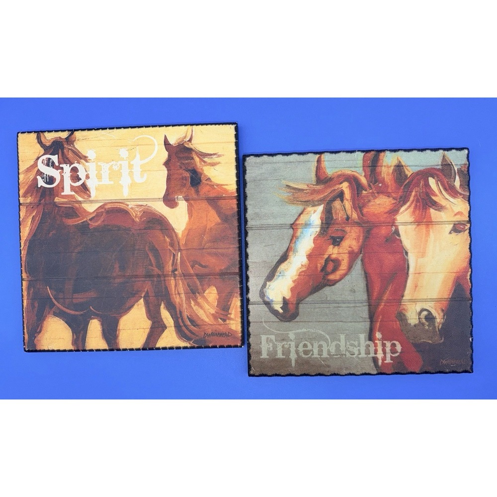 Diane Whitehead Big Sky Carvers Spirit Friendship Horse Wall Plaques Set of 2